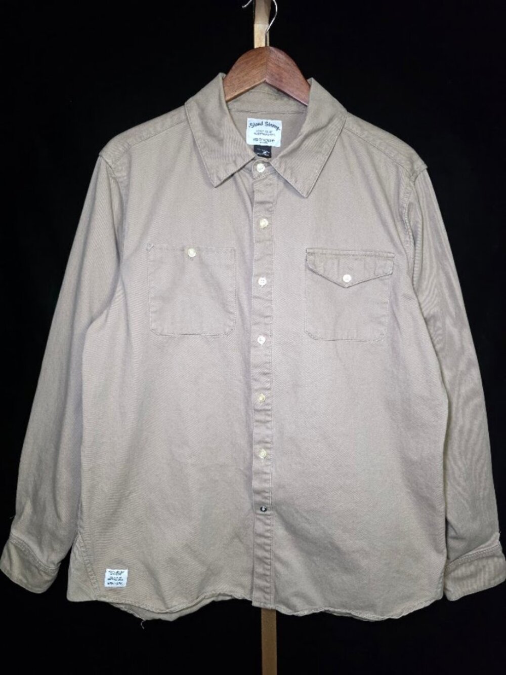 Stand Strong Men's Khaki Button Down Shirt L